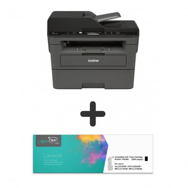 (SET) Brother DCPL2550DW 3-in-1 Mono Laserjet Printer + Remanufactured Toner