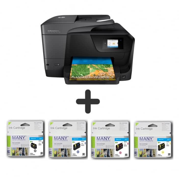 (SET) HP OfficeJet Pro 8710 All-in-One Inkjet Printer + Remanufactured Ink