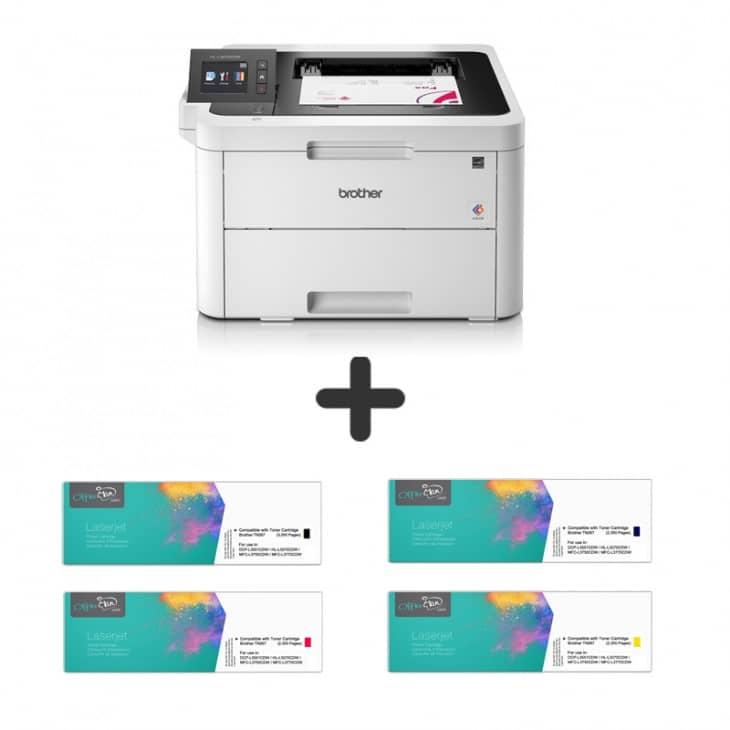 (SET) Brother HL-L3270CDW Color Laser Printer + Remanufactured Toner